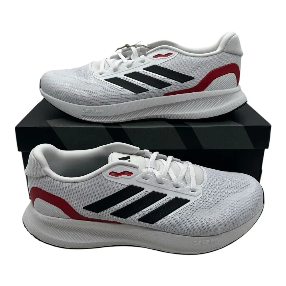 Adidas RunFalcon 5 Running Shoes Men's Size 11.5 WIDE White Black Scarlet IE0551